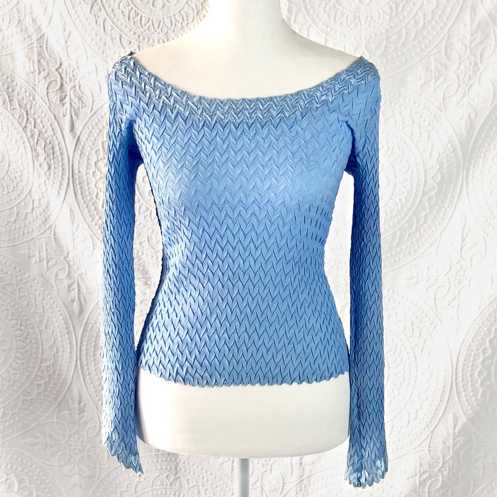 Vintage Komarov Blue Long Sleeve Crinkle Shirt